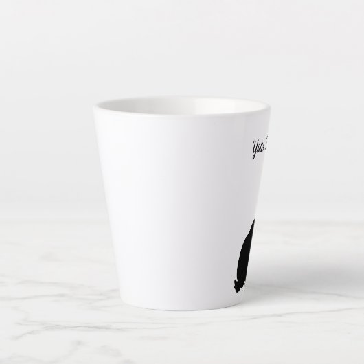 Zwart Silhouet Zittend Konijn Side Profile Latte Mok (Voorkant)