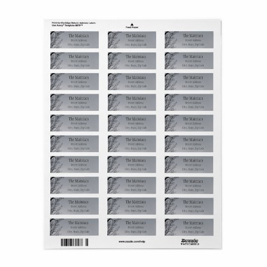 Zwart Silhouette Tree Branches Grijs Retour Adres Etiket (Full Sheet)