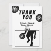 Zwart Silver Basketbal Dank je Coach Kaart (Voorkant)