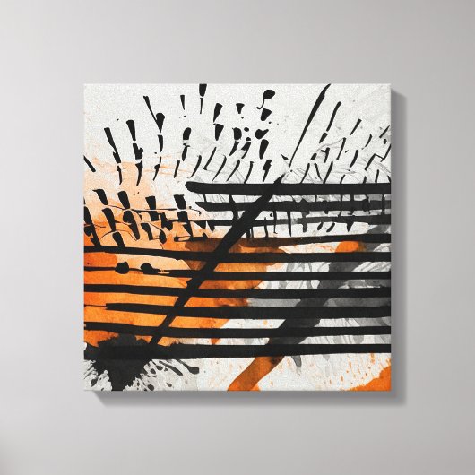 Zwart Sinaasappel Abstracte Waterverf muurkunst Canvas Afdruk (Voorkant)