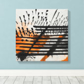 Zwart Sinaasappel Abstracte Waterverf muurkunst Canvas Afdruk (Insitu (Houten vloer))