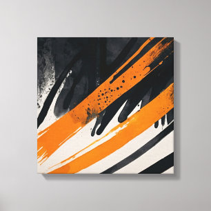 Zwart Sinaasappel Abstracte Waterverf muurkunst Canvas Afdruk