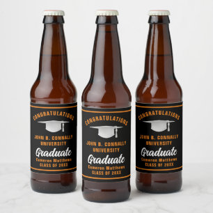 Zwart Sinaasappel Afstuderen Custom Graduation Par Bier Etiket