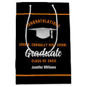 Zwart Sinaasappel Afstuderen Custom Graduation Par Medium Cadeauzakje (Voorkant)