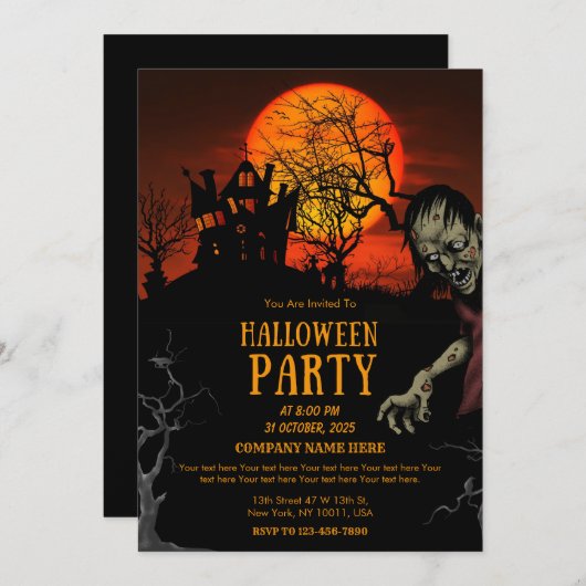 Zwart & Sinaasappel Eenvoudige Halloween Kantoor P Kaart (Voorkant / Achterkant)