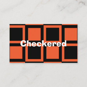 Zwart Sinaasappel geruit vierkant patroon Visitekaartje