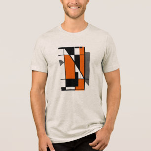 Zwart Sinaasappel Grijs MCM Look Geometrische kuns Tri-Blend Shirt