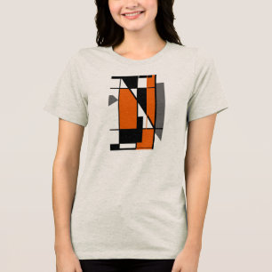 Zwart Sinaasappel Grijs MCM Look Geometrische kuns Tri-Blend Shirt