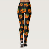 Zwart Sinaasappel Happy Jack O Lantern Leggings (Achterkant)