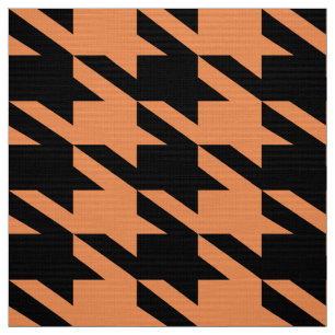 Zwart & Sinaasappel Houndstooth naadloos patroon Stof