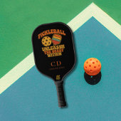 Zwart sinaasappel leuke quote retro monogram pickleball paddle