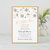 Zwart Sinaasappel Little Boo Halloween Baby shower Kaart (Staand voorkant)