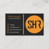 Zwart & Sinaasappel QR Code Visitekaartjes 28 Verp (Voorkant)