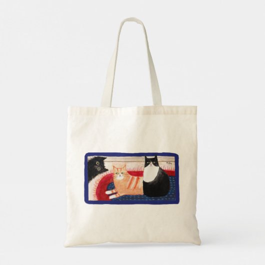 Zwart Sinaasappel tabby Ginger Tuxedo Funny Cat Lo Tote Bag (Achterkant)