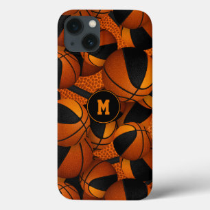 Zwart sinaasappel team kleuren basketbal sportpatr iPhone 13 hoesje