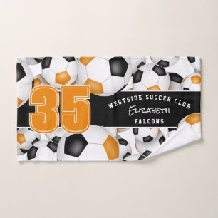 zwart sinaasappel teamspirit cadeau Veel voetballe Handdoek