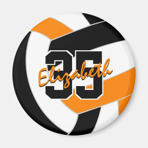 Zwart sinaasappel volleybal team kleuren geschenke magneet