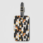 Zwart Sinaasappel Wit Katten Bagagelabel (Voorkant (verticaal))