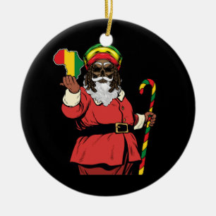 Zwart Sinterklaas Rasta Pet Kerstmis Rastafarian Keramisch Ornament