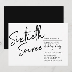 Zwart   Sixty Soiree Modern 60ste verjaardagsfeest Kaart