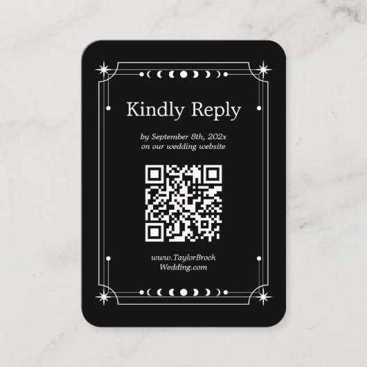 Zwart Skelet Halloween Bruiloft RSVP QR Code Informatiekaartje (Voorkant)