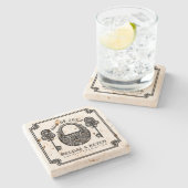 Zwart  Skelet Keys & Lock Weddenschap Design Stenen Onderzetter (Zijkant)