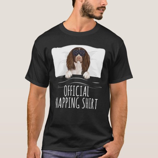 Zwart slaapmasker Engelse Springer Spaniel Officie T-shirt (Voorkant)