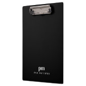 Zwart Slank Custom Monogram en Naam Klembord (Links)