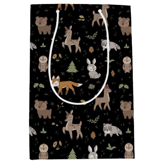 Zwart Sleepy Little Woodland Critters Medium Cadeauzakje (Voorkant)