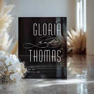 Zwart Smokey Modern Minimalistisch Bruiloft Welkom Acryl Bord