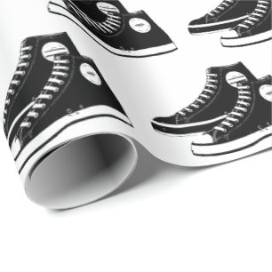 Zwart Sneakers op wit Cadeaupapier