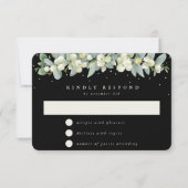 Zwart Snowberry + Eucalyptus Garland bruiloft RSVP Kaartje (Voorkant)