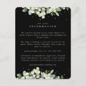 Zwart Snowberry+Eucalyptus Rand Bruiloft Details Informatiekaartje (Voorkant)