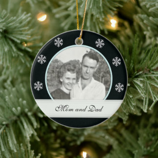 Zwart: Snowflake Banner Memorial: Afbeelding Ornam Keramisch Ornament