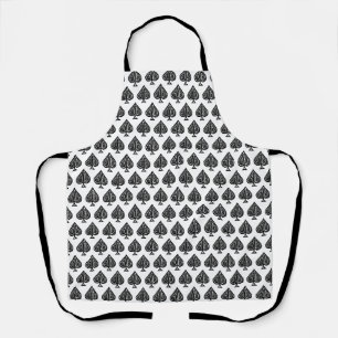 Zwart Spelen Kaart Symbool Schoppen Vorm Lino Knip Schort