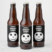 Zwart Spooky Creepy Stuff Halloween Skull Bier Etiket (Flessen)