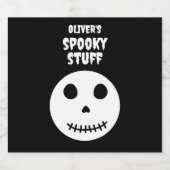 Zwart Spooky Creepy Stuff Halloween Skull Bier Etiket (Enkel label)