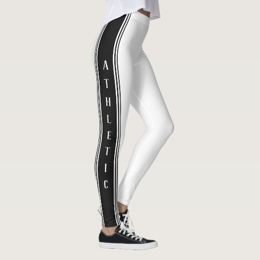 Zwart Sport Side Stripe Wit Leggings Uw Kleuren (Rechts)
