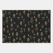 Zwart  Spring Wildflower Pattern Inpakpapier Vel (Voorkant 3)