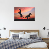 Zwart stallonsilhouet canvas afdruk (Insitu (Slaapkamer))