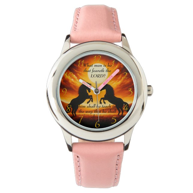 Zwart stallonsilhouet horloge (Voorkant)