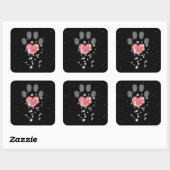 Zwart Starlight Roze Hart Hond Paw Print Pet Name Vierkante Sticker (Vel)