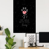 Zwart Starlight Roze Hart Poot Print Hond Memorial (Thuiskantoor)