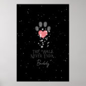 Zwart Starlight Roze Hart Poot Print Hond Memorial (Voorkant)