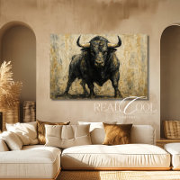 Zwart stier westerse muur kunst schilderij canvas