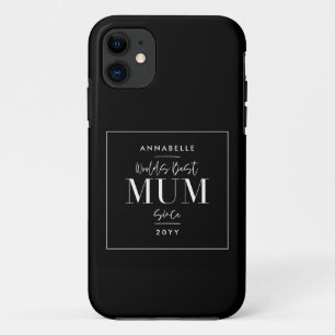 Zwart stijlvol modern mum moederdag typografie iPhone 11 hoesje