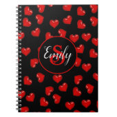 zwart, stijlvol rood hartpatroon notitieboek (Voorkant)