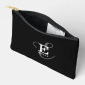 Zwart Stijlvolle Kalligrafie Monogram en Naam Etui (Open)