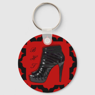 Zwart Stiletto op rood Sleutelhanger