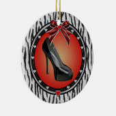 Zwart Stiletto Zebra Print Ornament (Rechts)